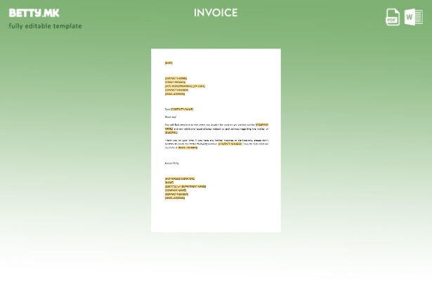 Модерен стил писмо до клиент фактура прикачен шаблон